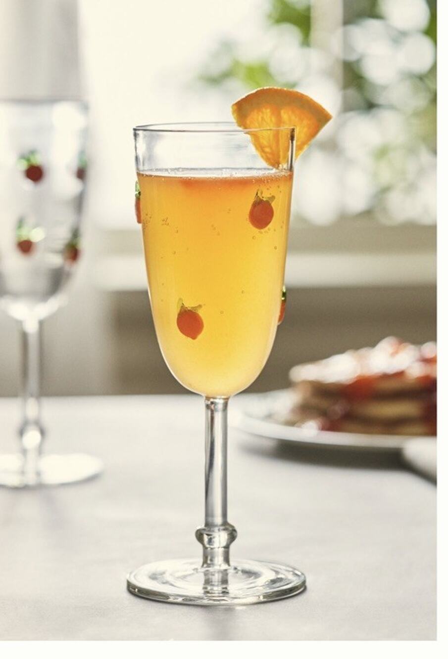 Anthropologie Icon Flute Glass Orange Single Glass